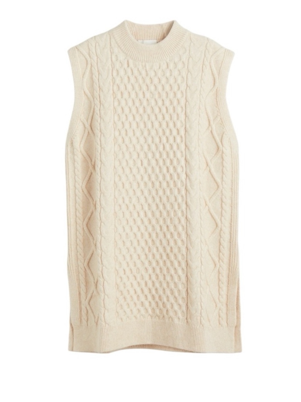 H&M Cream Cable Knit Sleeveless Sweater S